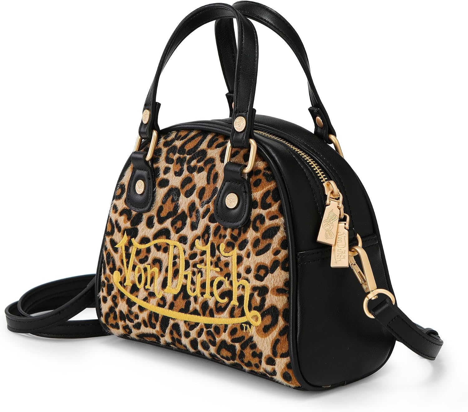 Von Dutch Womens Pony Hair Bowling Bag Purse - Stylish Women's Handbag with Adjustable Strap, Spacious Interior