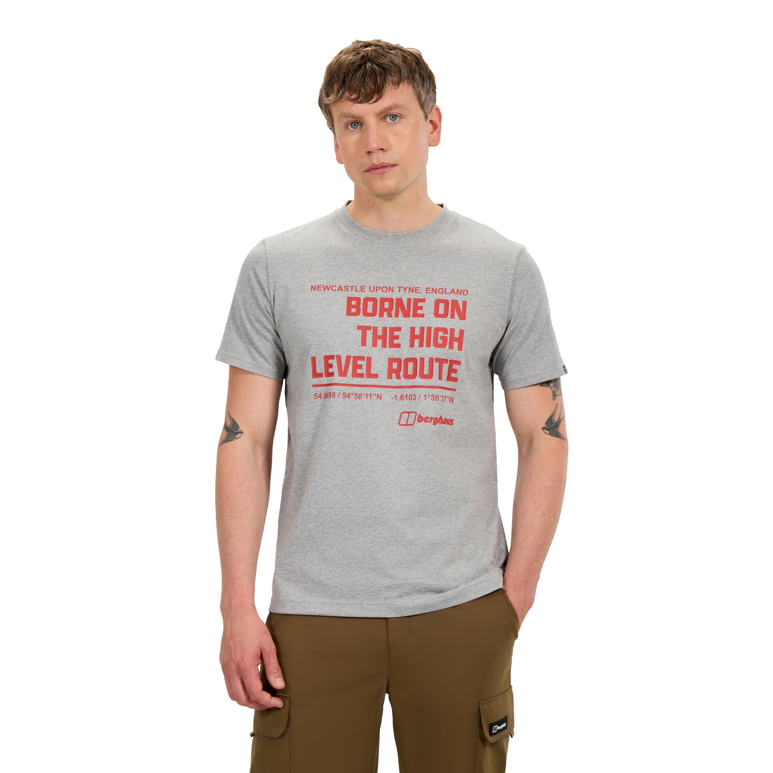 Berghaus Men's High Level Route Tee, Grey Marl BCI, XS