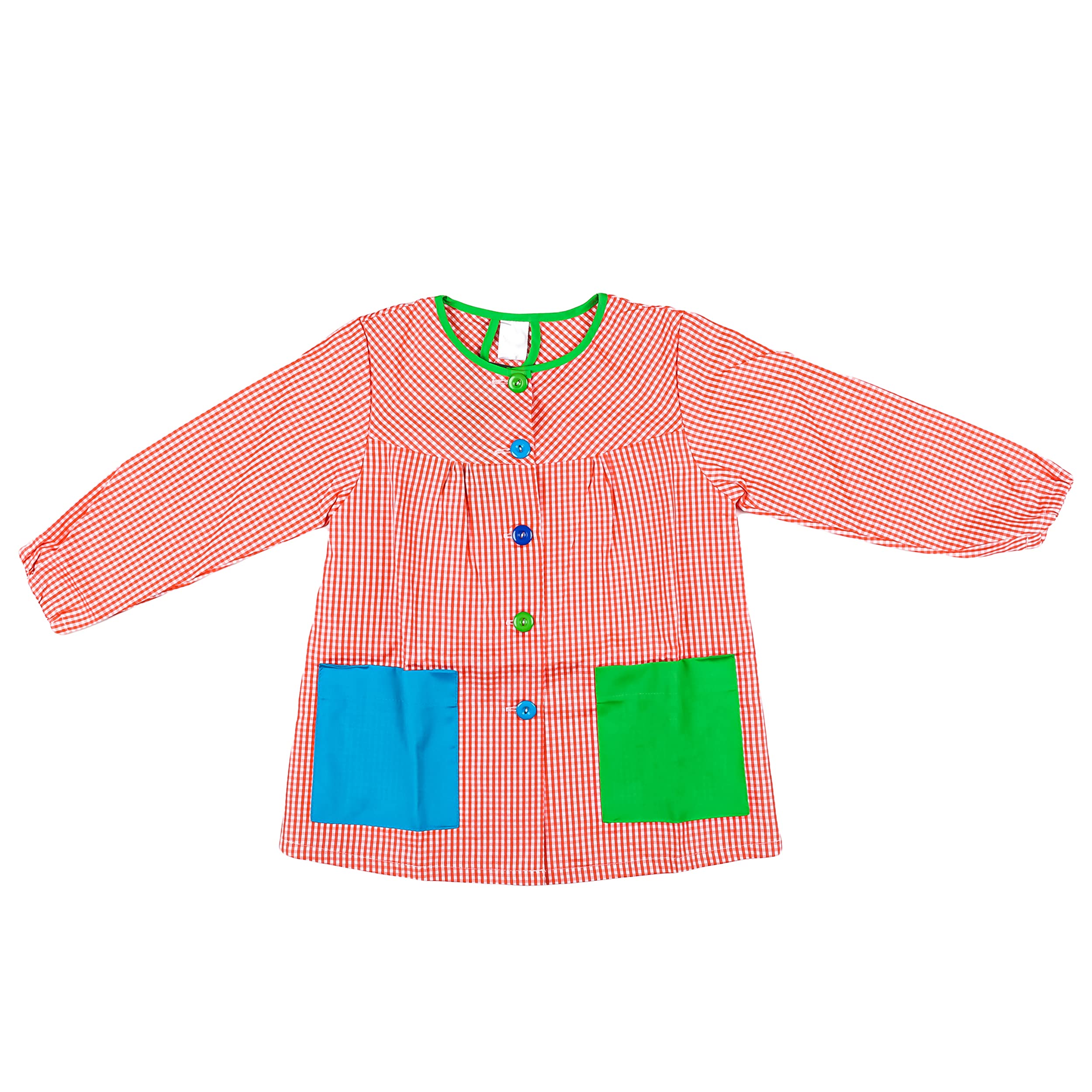 H HANSEL HOME Bata Escolar Infantil Baby Infantil de Cuadros Pequeños (Naranja, 7-8 años)