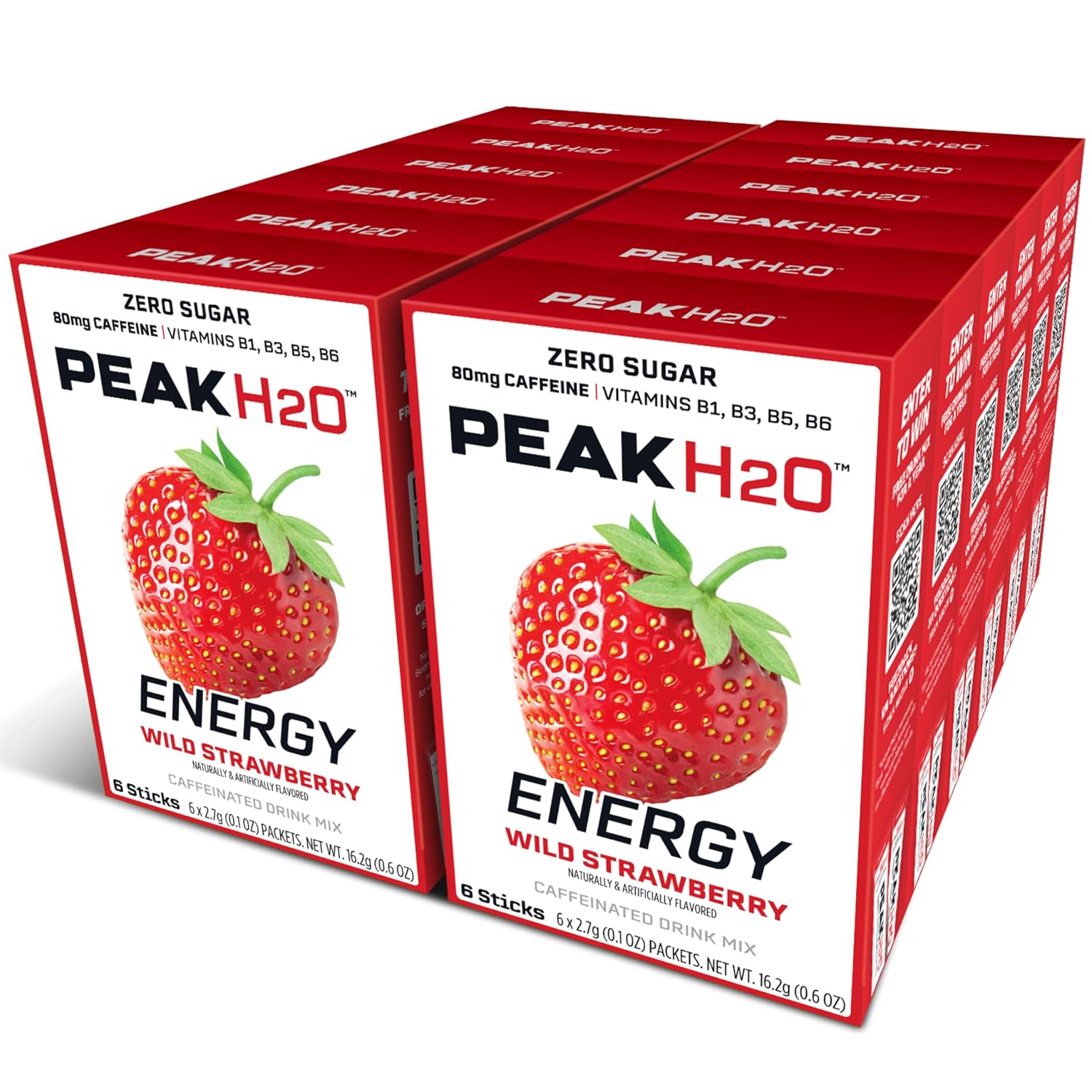 PeakH20 Electrolytes Powder Hydration Packets | Strawberry | 72 Servings | Sugar Free Water Flavor Packets for Workout Recovery