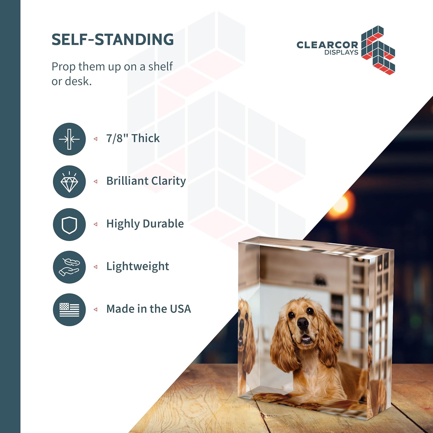 CLEARCOR 4x4 Custom Print Clear Acrylic Photo Block Frame Display, Customized Printed Picture Plaque, Self-Standing or Wall Hanging, Personalized Unique Gifts