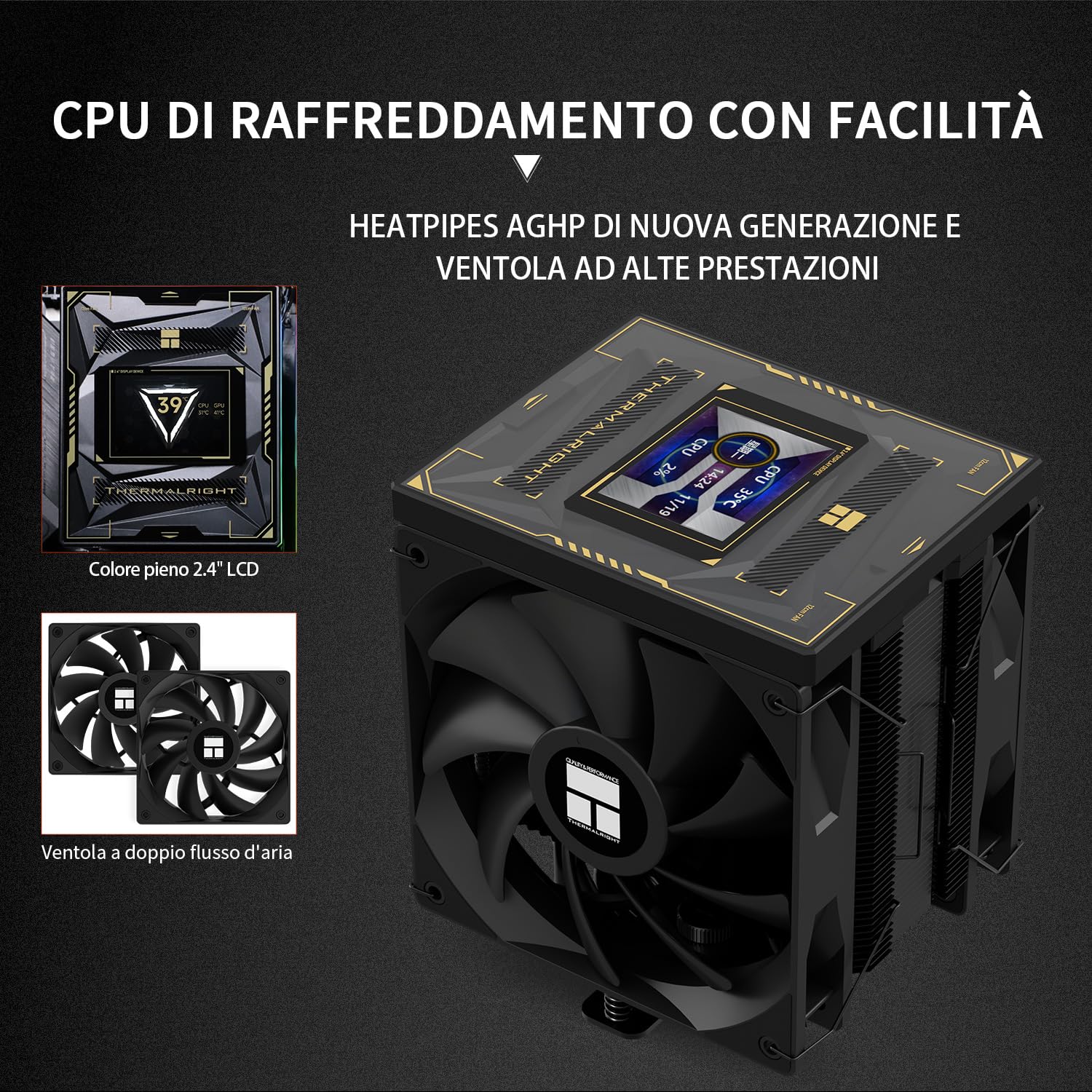 TR-Burst Assassin 120 Vision, écran LCD d’affichage IPS de 2,4 pouces avec résolution de 320x240, radiateur haute performance d’ordinateur, pour LGA1851/1700 et AM4 / AM5