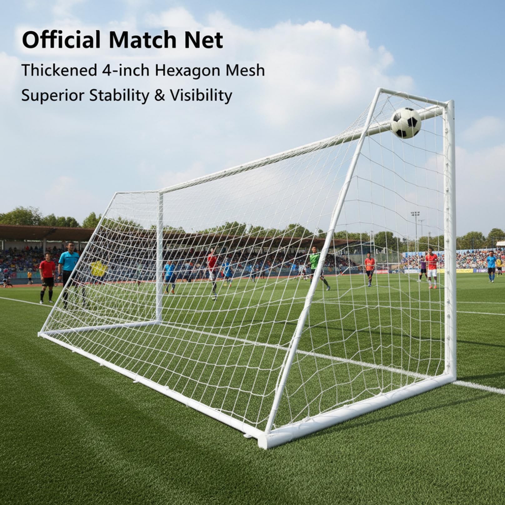 Reti da calcio, 24x8FT Rete da calcio resistente Bianca di ricambio per porte standard da allenamento e partite Reti da porta professionali per cortile