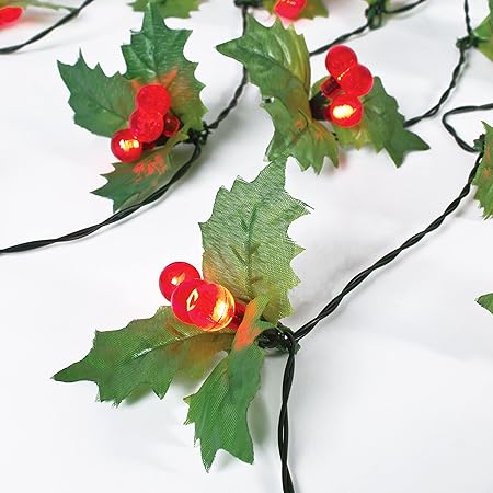 Christmas Holly Berry String Light 2Pcs Christmas Berry Garland Lamp