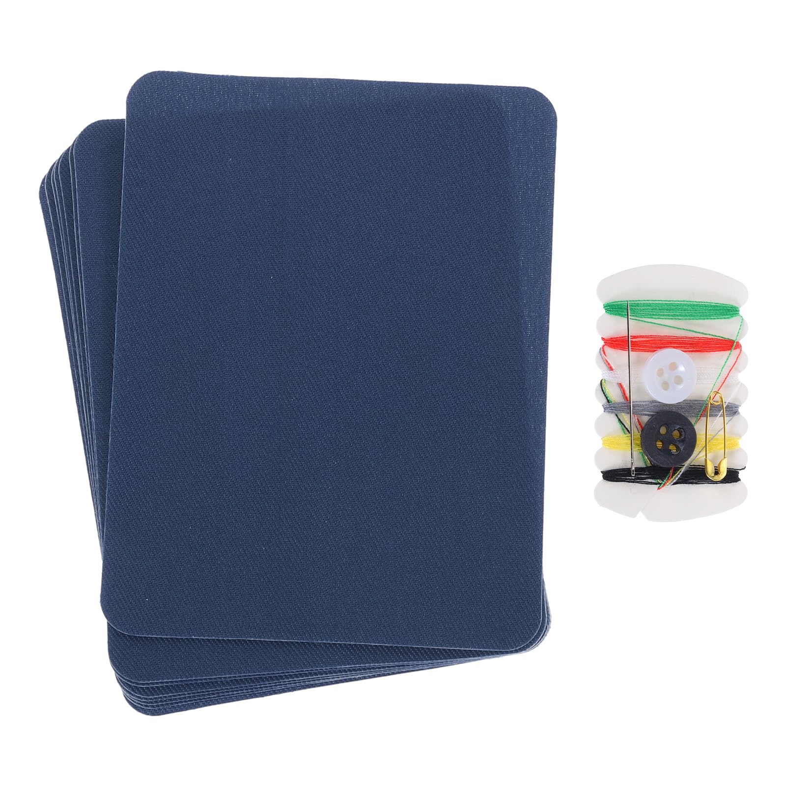 sourcing map 8 Pcs Iron on Patches with Sewing Kit Fabric Repair Patch 4.9"x3.7" Patches for Clothes Iron on Patches for Jeans, Bags, Sofa,Tent Navy Blue