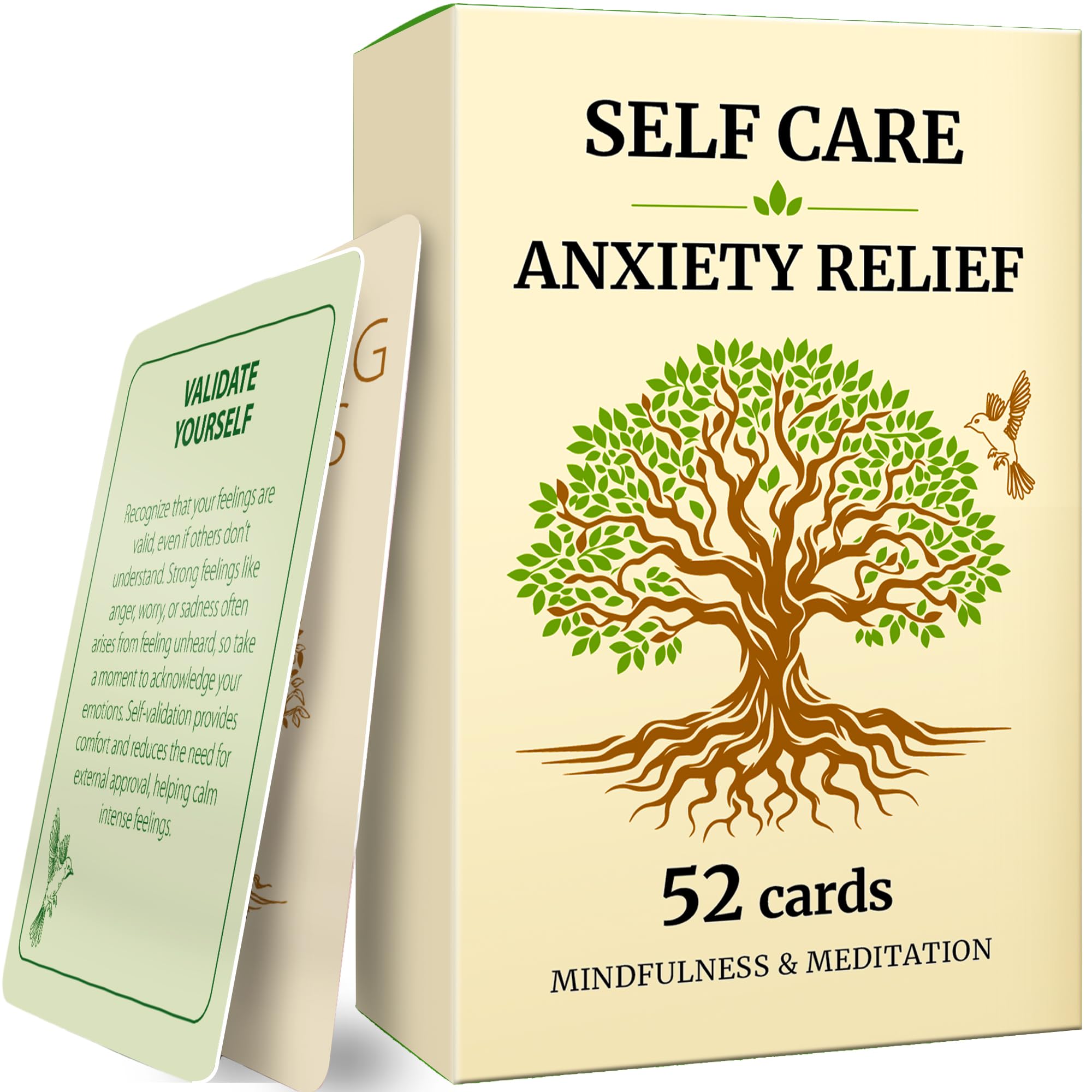 QUOKKA Self-Care & Anxiety Relief – 52 Mindfulness Cards for Stress Reduction and Emotional Balance | Grounding Exercises, Breathing Tools & Relaxation Techniques | Wellness Gift for Calm and Focus