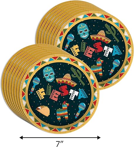 Miniatura 4 de Final Fiesta - Suministros para fiesta de despedida de soltera, juego de vajilla de graduación con temática mexicana de 64 piezas, incluye platos