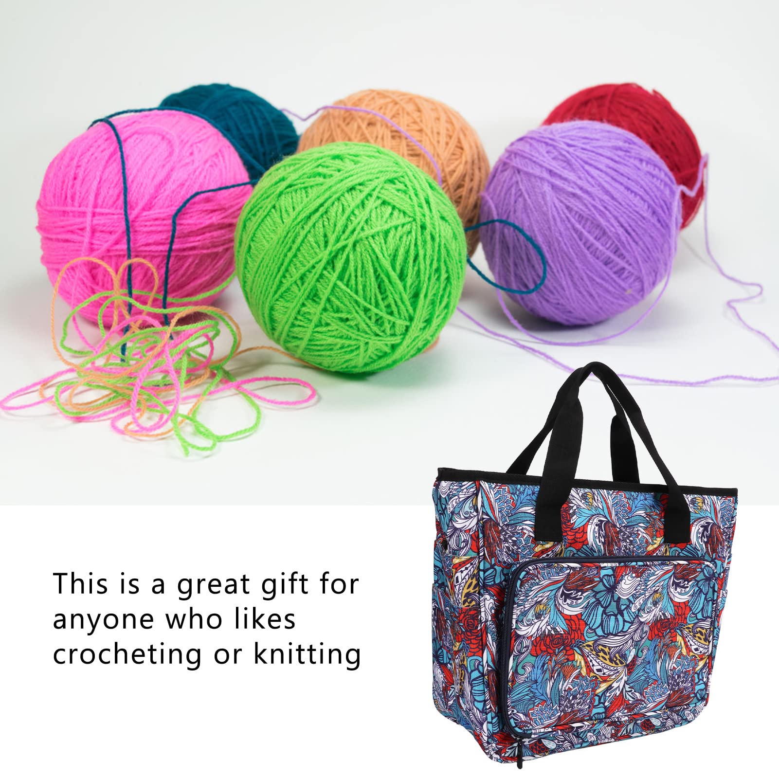 Bolsa de Tejer, Bolsa de Ganchillo Duradera y Resistente a Los Arañazos de Tela Oxford 600D, Organizador de Bolsa de Ganchillo de Fácil Almacenamiento Ajustable Desmontable, para Ganchos de Gan