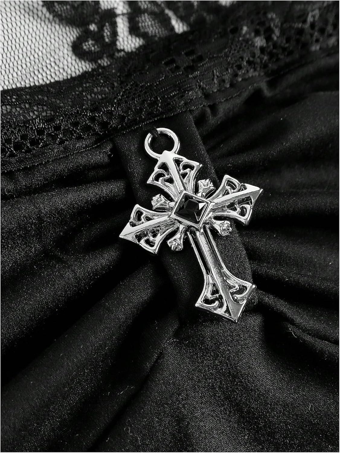 Women's Gothic Renaissance Shirt Y2k Floral Lace Long Bell Sleeve Crop Tops Mesh Ruched Top Country Concert Outfits - Image 4