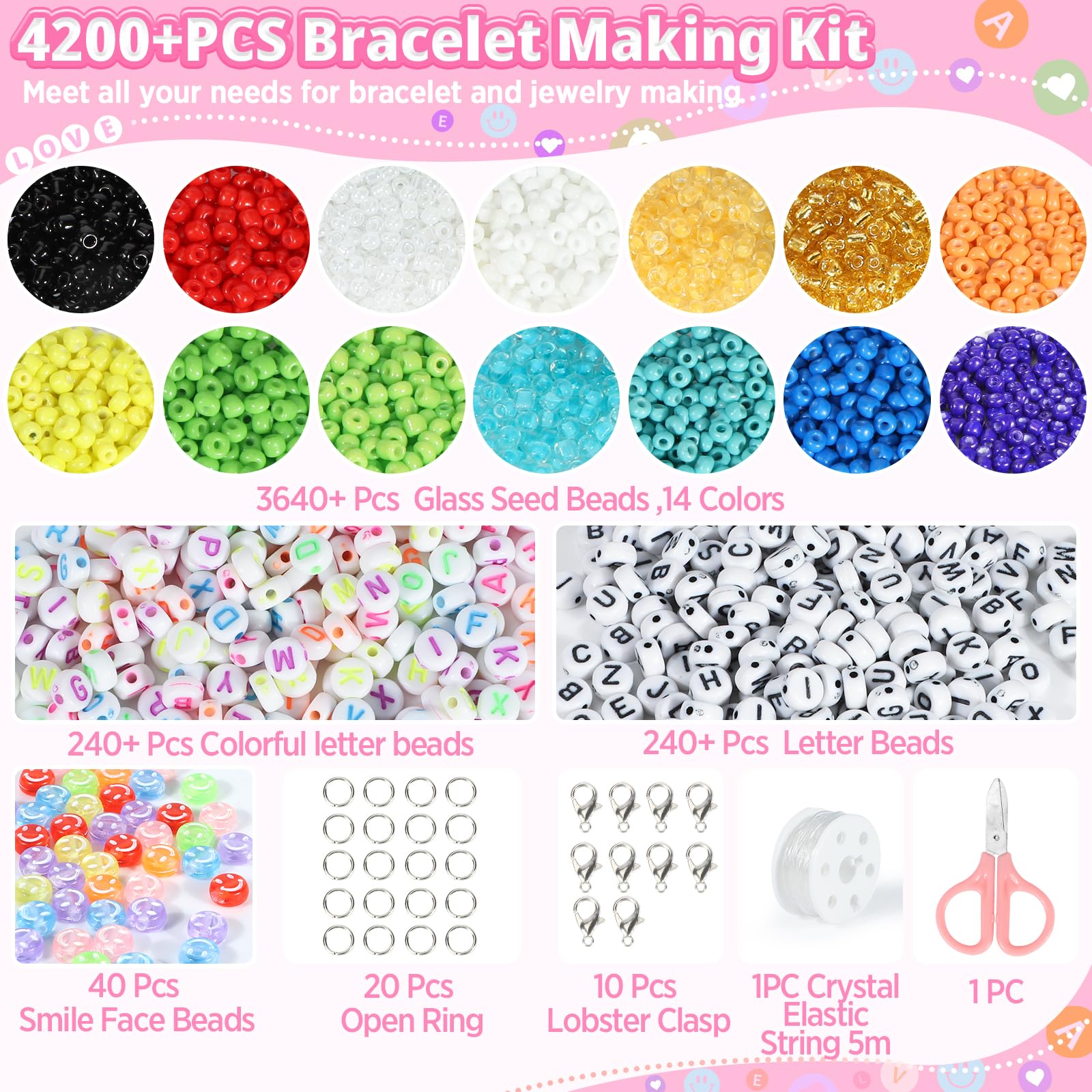 URMYWO Juego de cuentas para pulseras, mini juego de abalorios, cuentas para enhebrar para Navidad, kit de creación de pulseras, adultos para Navidad, vacaciones, cumpleaños, fiestas