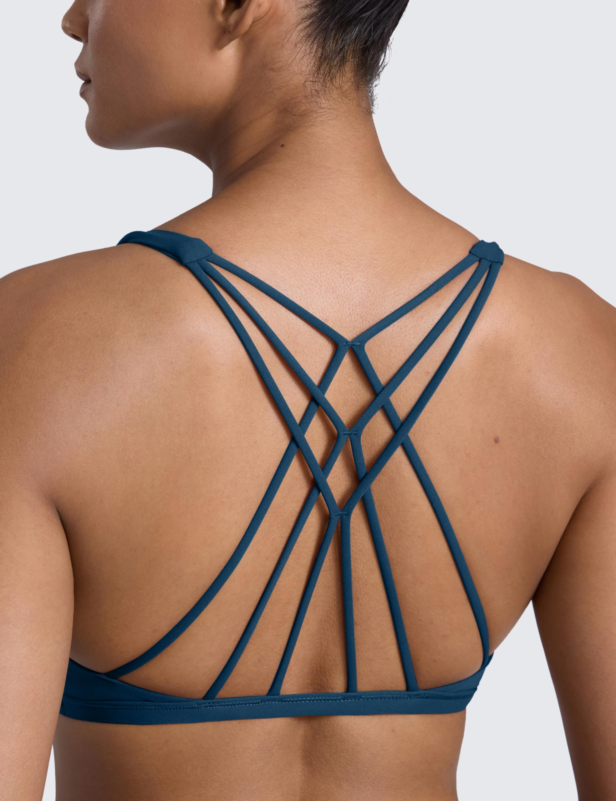 CRZ YOGA Damskie zdejmowane wkładki Top do jogi Cross Strappy Back Gym Sports Bra