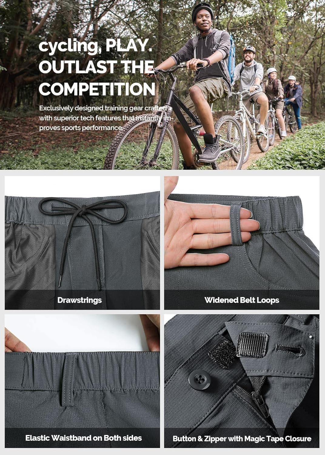 Cycorld Mountain-Bike-Shorts-Mens-Padded Biking Baggy Cycling Short Padding - Image 5