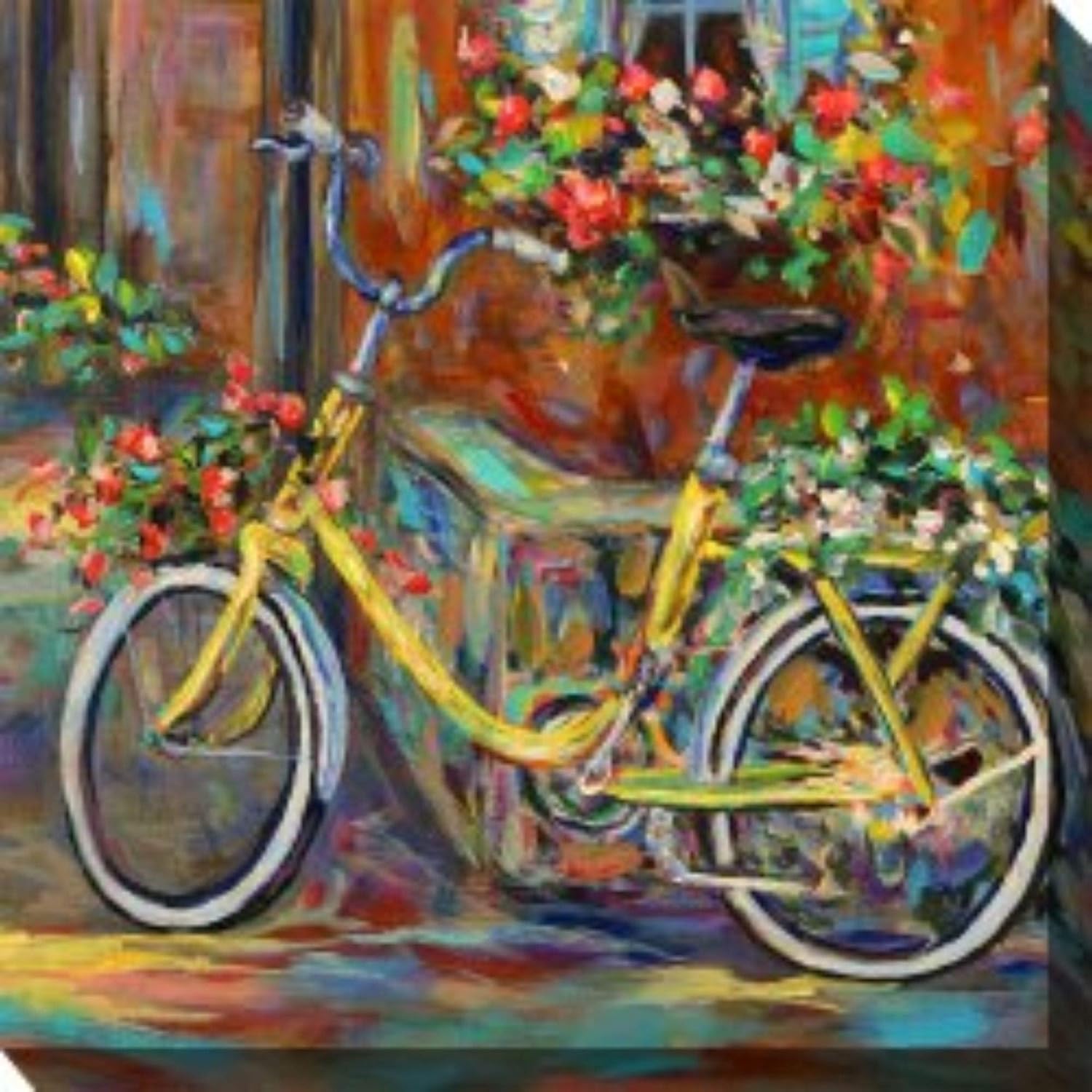 Brown and Yellow My Happy Place Outdoor Canvas Square Wall Art Decor 24" x 24"