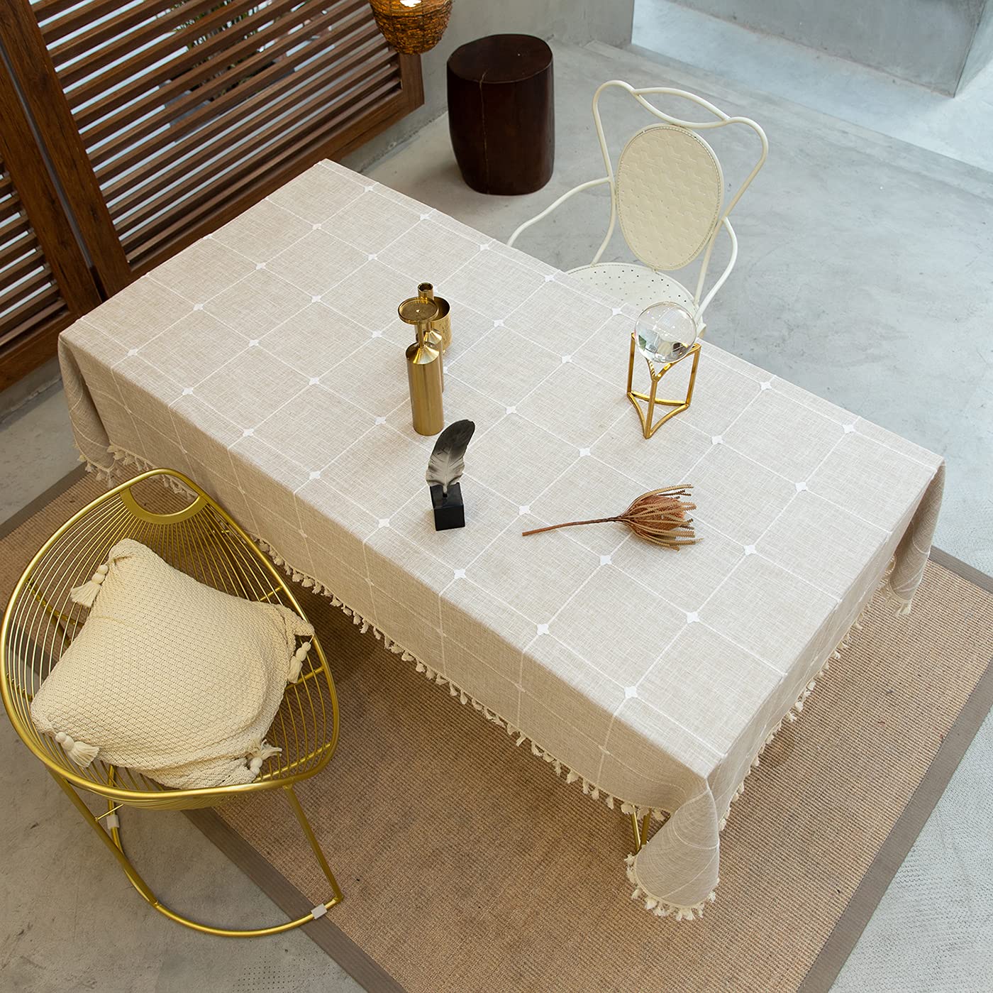 Nappe 135 x 230 cm - En coton et lin - Pour cuisine, salle à manger - Sans plis - Rectangulaire, allongée