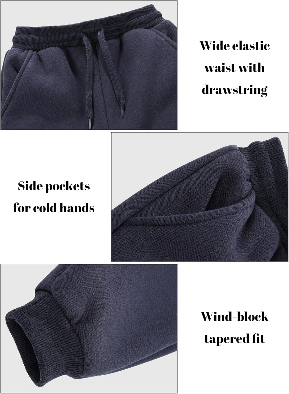 Toddler Boys Girls Sherpa Fleece Lined Sweatpants Elastic Waist Soft Cotton Winter Warm Jogger Pants for 2-8 Years - Image 5