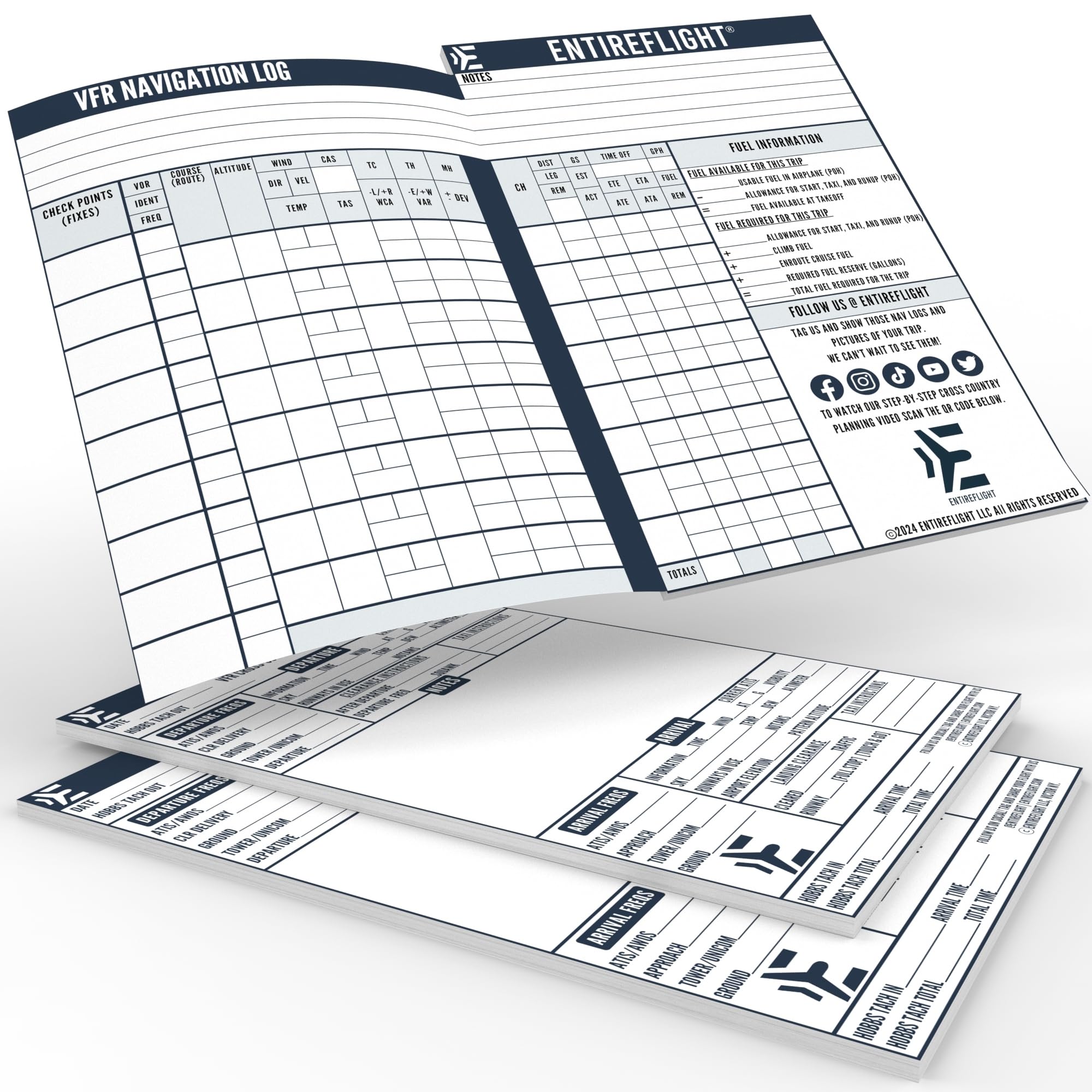 EntireFlight Cross Country Flight Pad for Pilot Kneeboard - A Great Kneeboard Aviation Accessory - Great Fit for Flight Bags for Pilots - Fly Your Crosscountry Flight with Ease for Pilots
