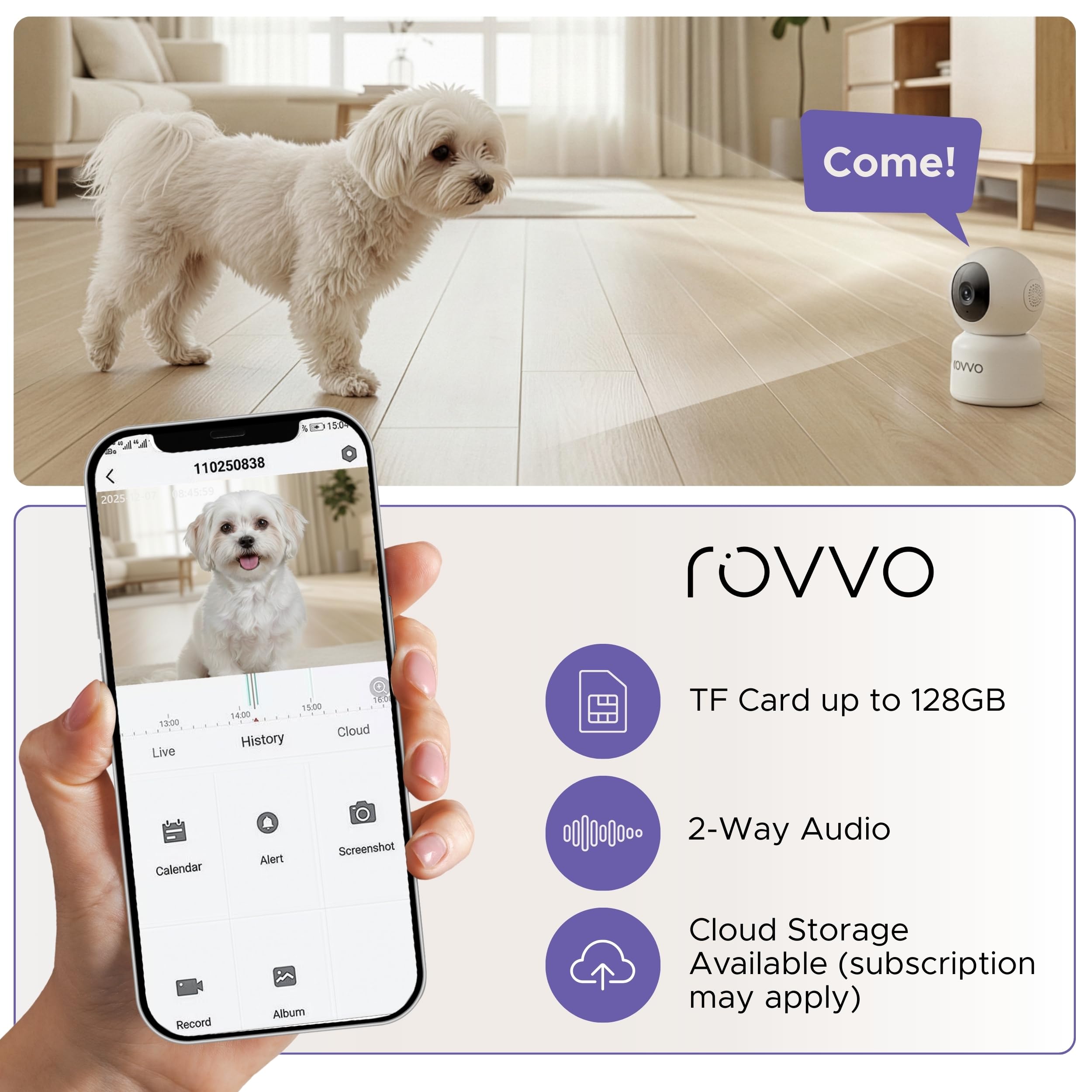 Pet Vision 360 – Smart Indoor Pet Camera with Pan & Tilt View, 1080p HD, Auto Motion Tracking, Two-Way Audio, Night Vision & App Control. - image 4
