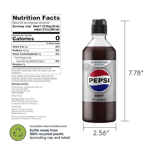 Miniatura 2 de SodaStream Diet Pepsi New Pour Bottle - Mezcla de bebidas (14.9 fl oz, paquete de 4)