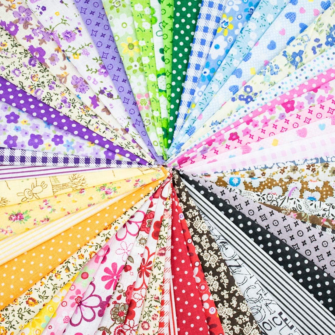 Foraineam 50 Pieces 8" x 8" (20cm x 20cm) Assorted Cotton Craft Fabric Bundle Printed Patchwork Squares for DIY Sewing Quilting Scrapbooking