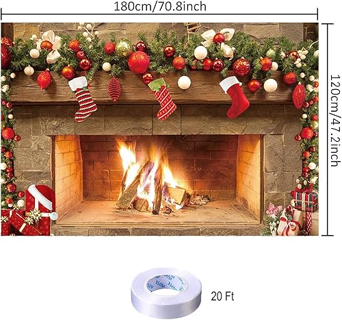 Miniatura 2 de Decoración de Navidad, telón de fondo de chimenea, fondo de fotos de Navidad, póster de Navidad para Navidad, invierno, Año Nuevo, suministros de