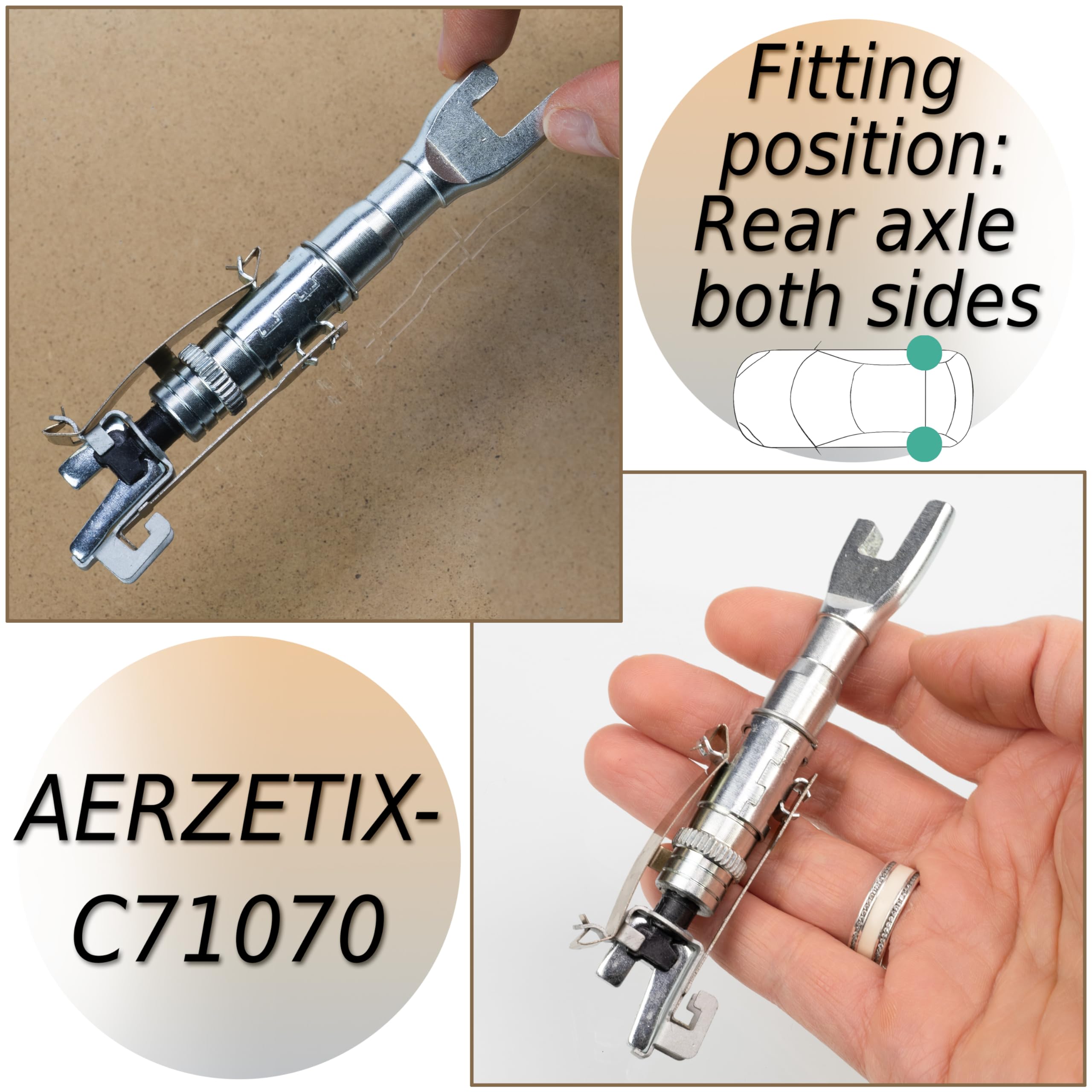 AERZETIX - C71070 - Regolatore, freno a tamburo - lato di montaggio su entrambi i lati dell'asse posteriore - compatibile con numeri OE 4310.86, 77362444, 7701059740