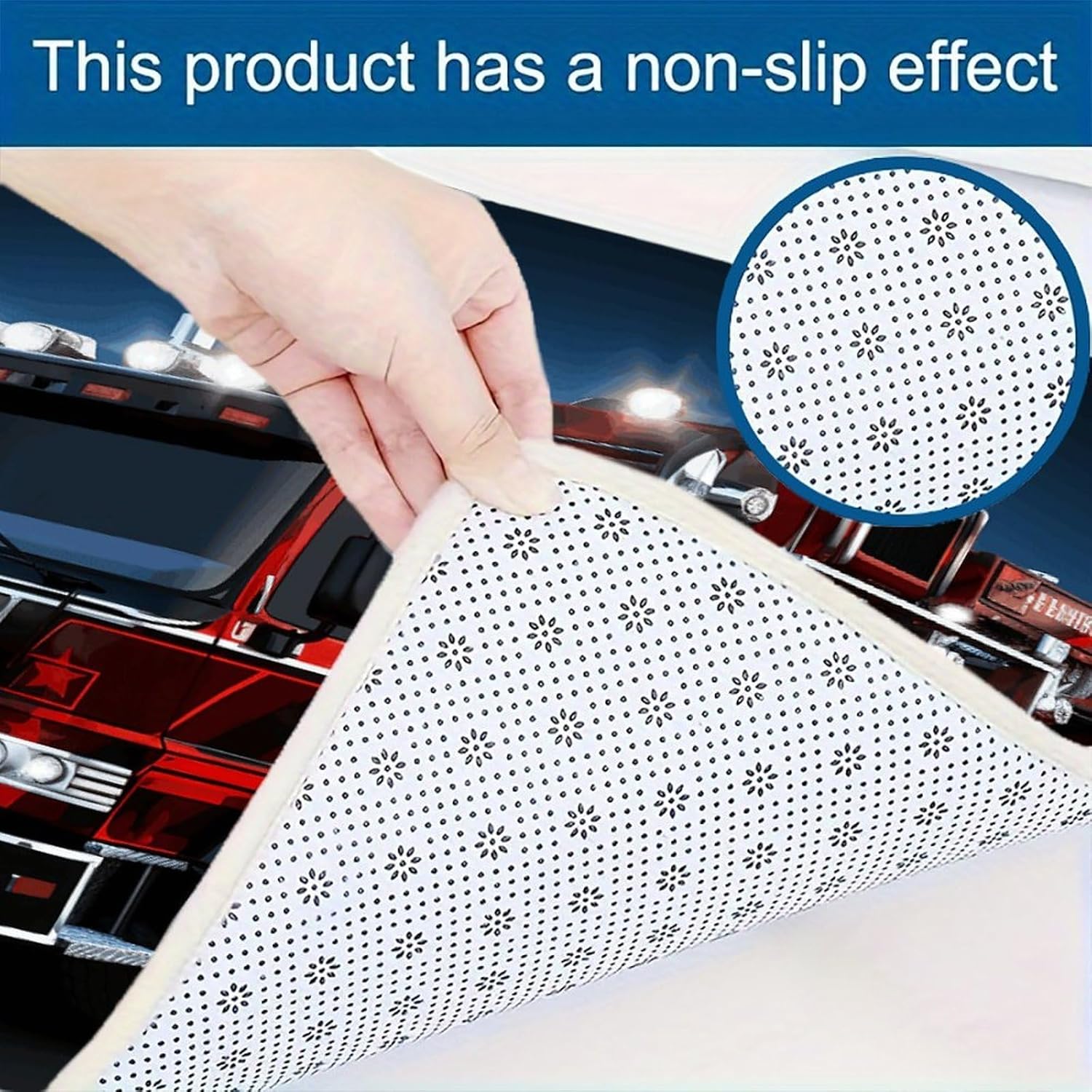 Red Fire and Rescue Truck Kitchen Mat Washable Non Slip Rugs Soft Kitchen Mats for Floor Set of 2 PCS Cushioned Absorbent Runner Standing Rugs for Home Sink Laundry Office