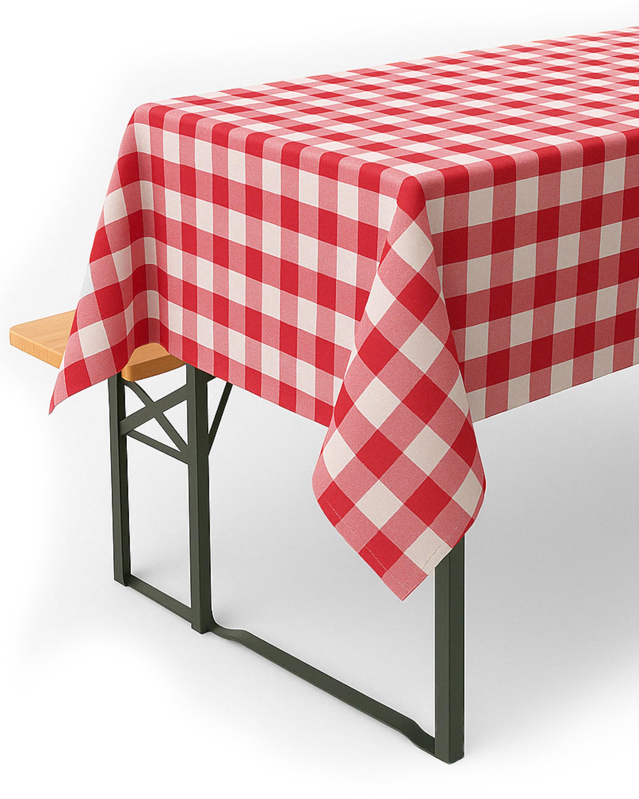 Texpot Chequered Red / White Country House Tablecloth 130 X 220 Cm Red / Checked 100% Cotton In 20 Mm Checked Farmer's Check