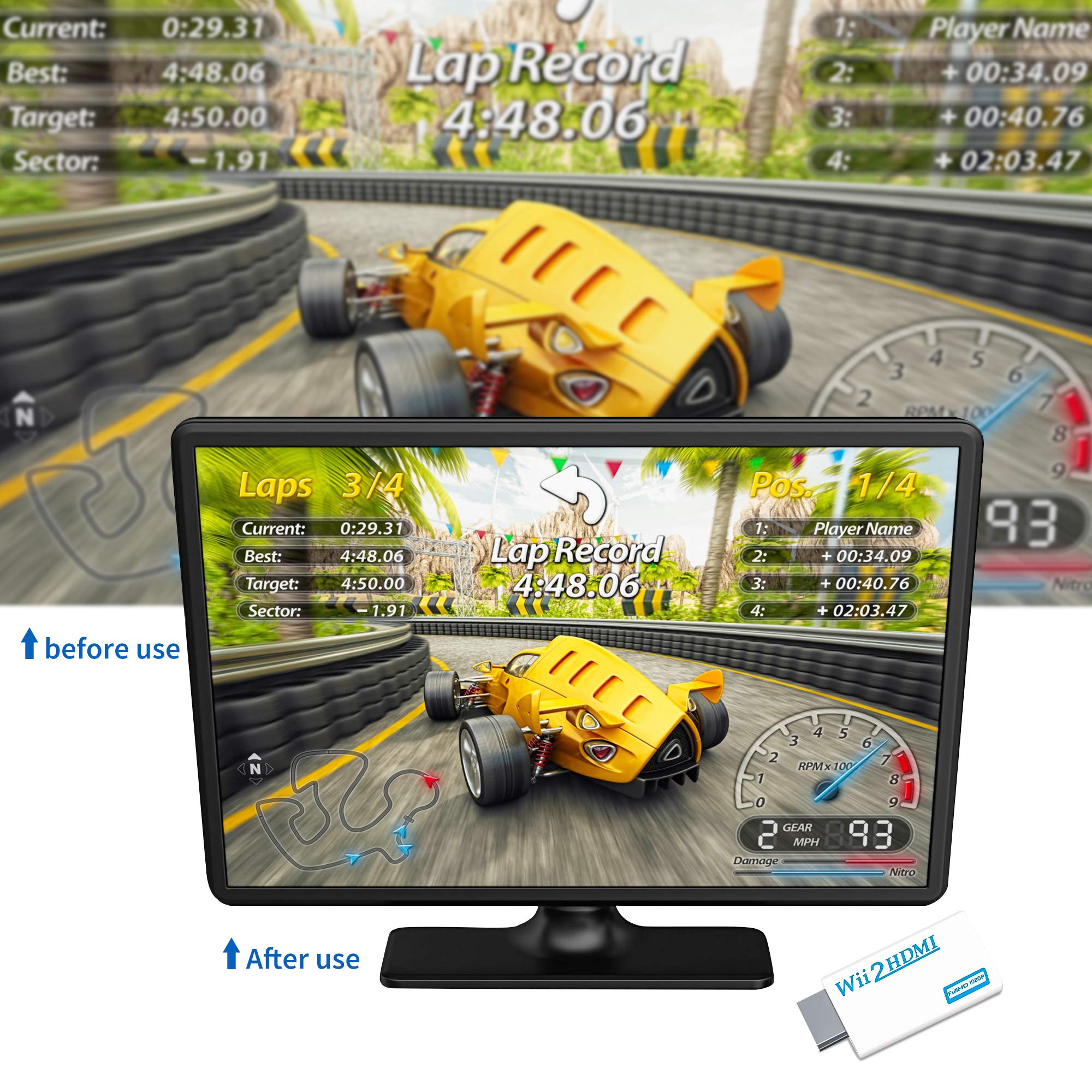 Xahpower Convertisseur Wii vers HDMI, Adaptateur Wii HDMI 1080P Full HD avec Prise Audio 3,5 mm et Sortie HDMI Compatible avec Nintendo Wii, Wii U, HDTV (Blanc)
