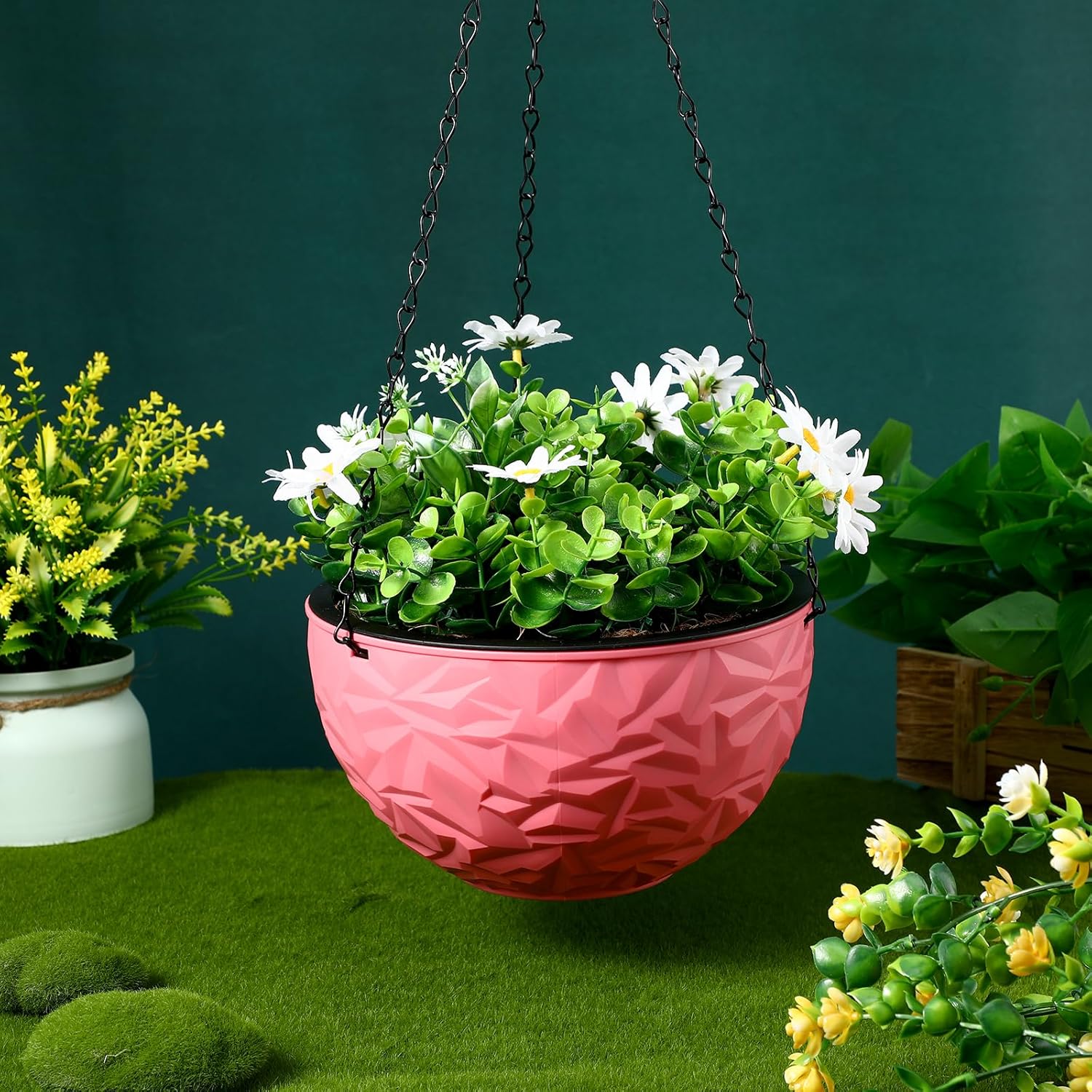 Hanging Planter Pot 8.3 Inch Plastic Indoor Outdoor Flower Pot Container for Balcony Patio Garden Plant Storage and Decoration
