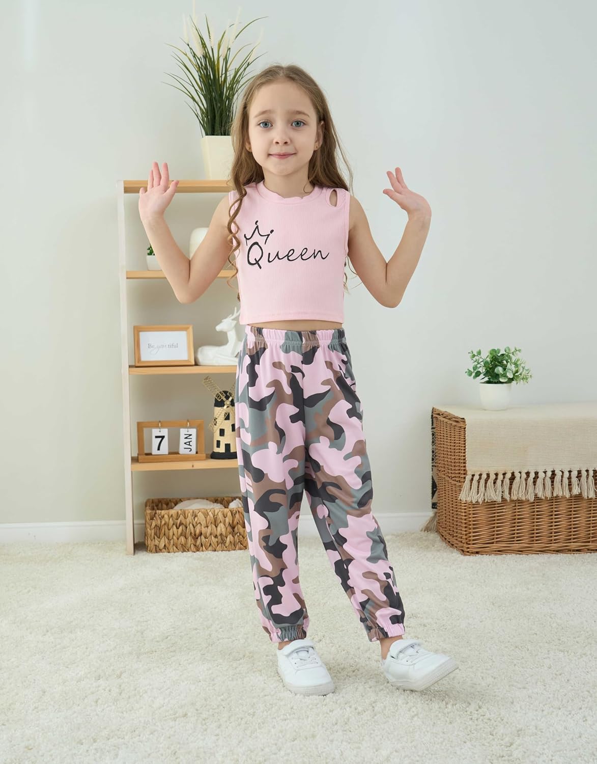 Kid Girl Clothes Butterfly Patch T-Shirt Jogger Pants Ribbed 2PC Summer Fall Outfits Set Ox-a 4-5T image 3 of 7 B0DQ1P2F8W