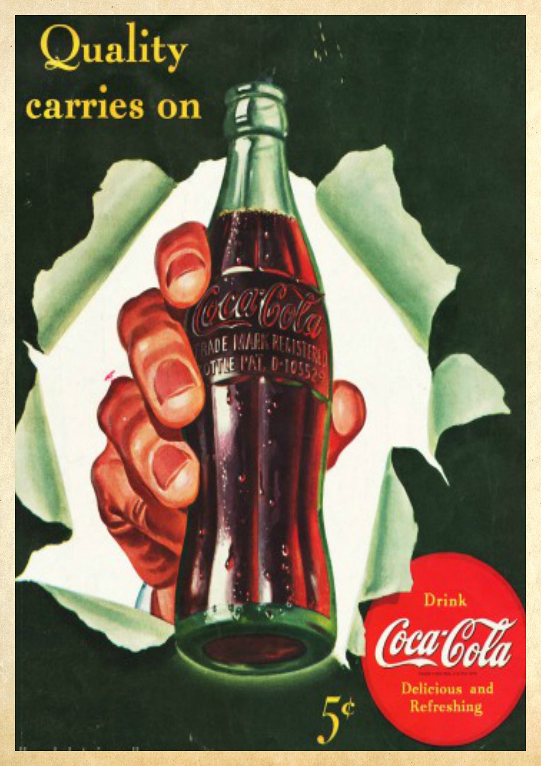 Snowgoose and Lily 1950s Coca-Cola Promotional Poster - A2 Size - 42 x 59.4 cm - Paper Laminated