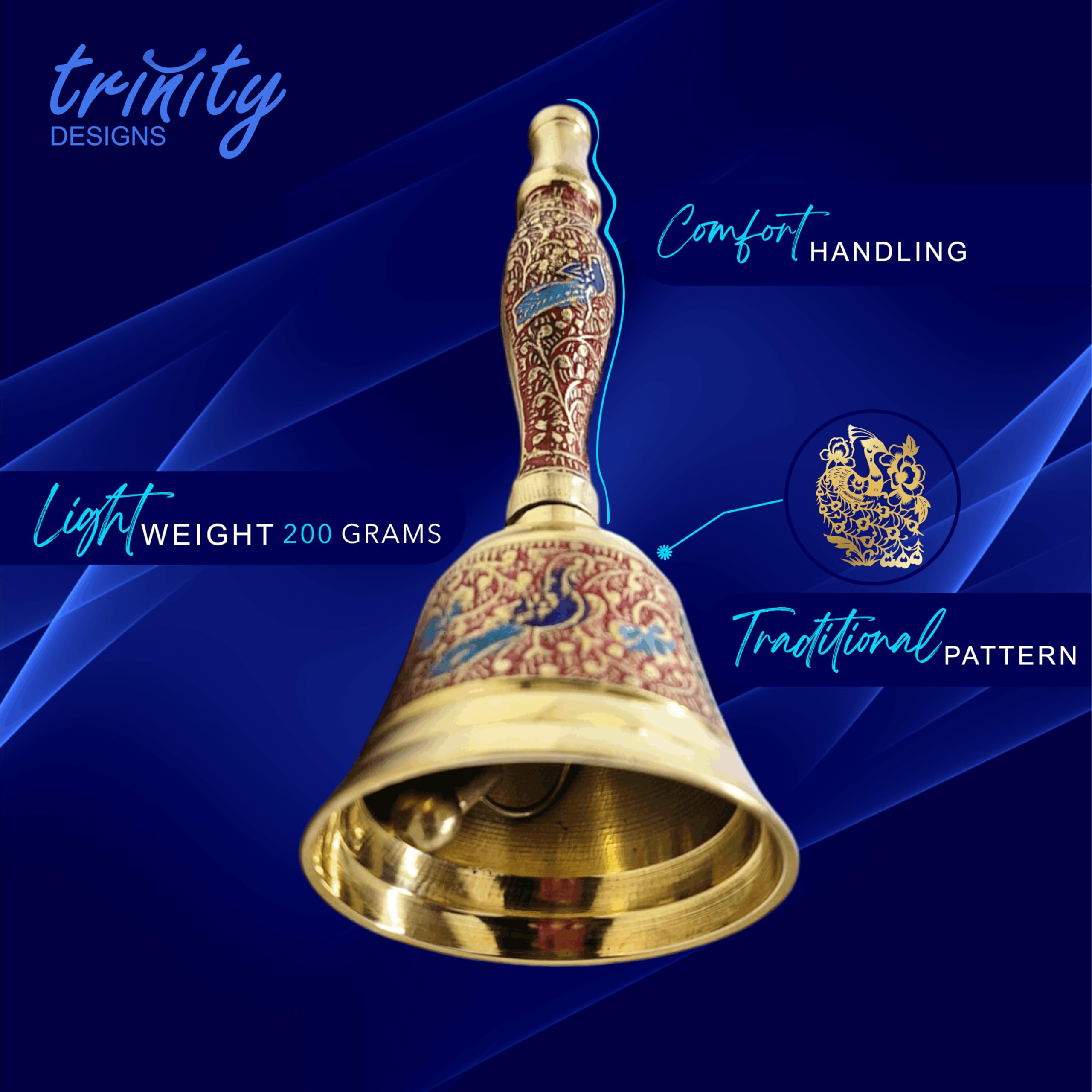 Brass Pooja Bell - Traditional Indian Design -6