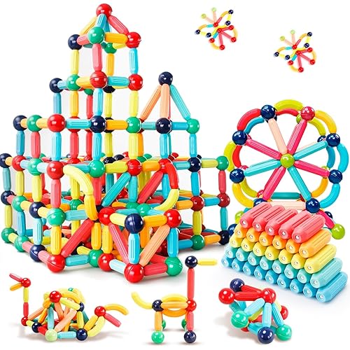 DMOIU Magnetic Building Blocks STEM Educational Toy for Kids Montessori Learning Sticks and Balls, Sensory Activities Toys for Toddlers, Gift for Boys and Girls Preschool