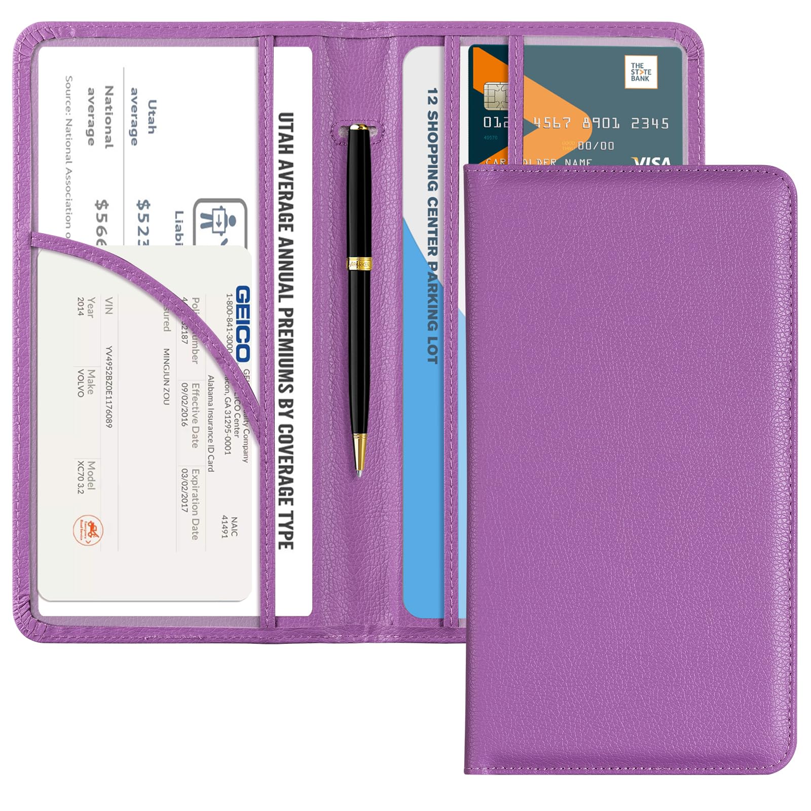 CoBak Car Registration and Insurance Holder | Vehicle Glove Box Organizer, Auto Truck Compartment Document Case with Magnetic Closure for Insurance &amp; Driver License