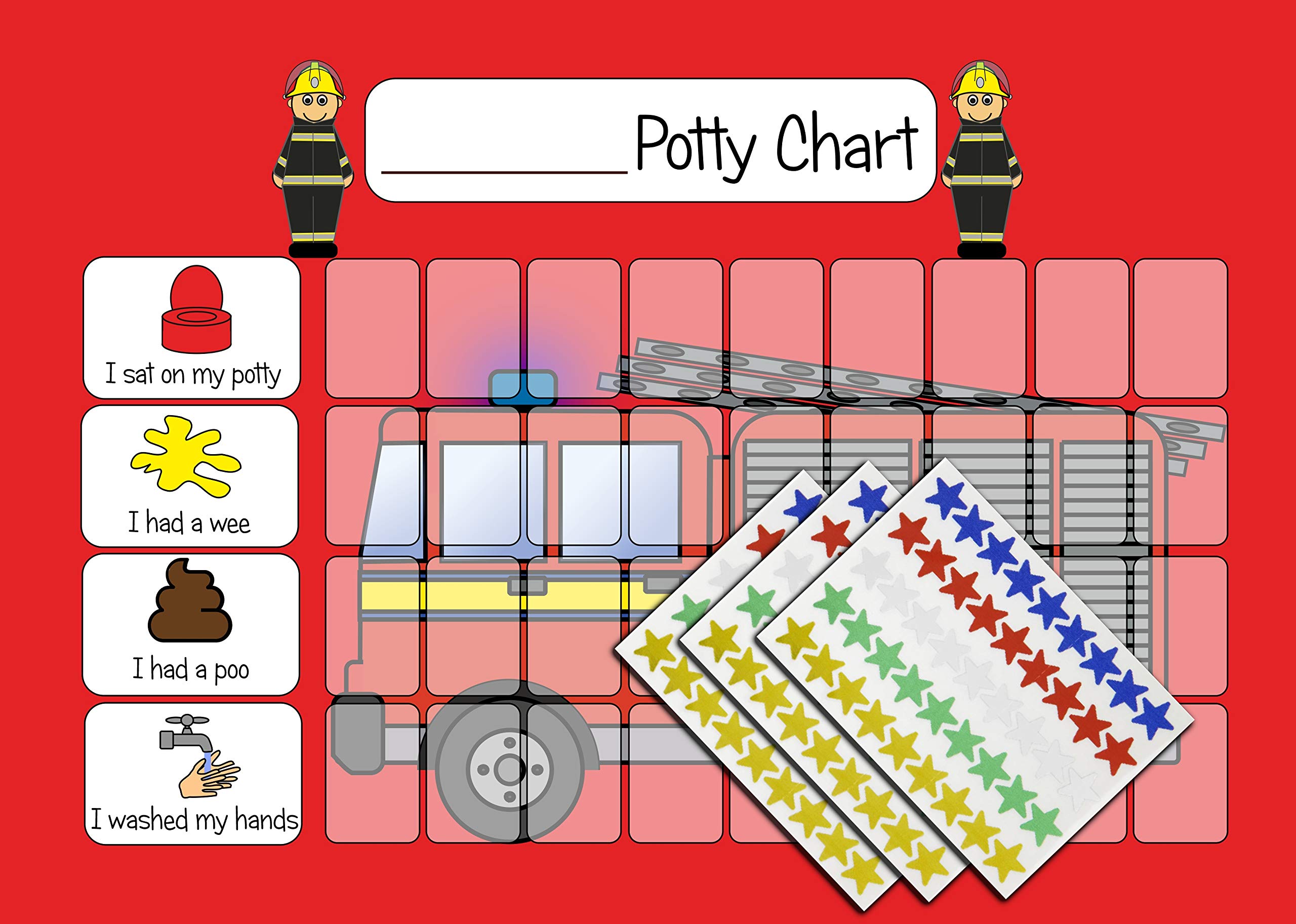 Tabella Magnetica Per Addestramento Al Vasino – Tema Pompiere – Con 50 Magneti, 42 Adesivi E Busta – 36,5x25 Cm – Gioco Educativo Per Bambini