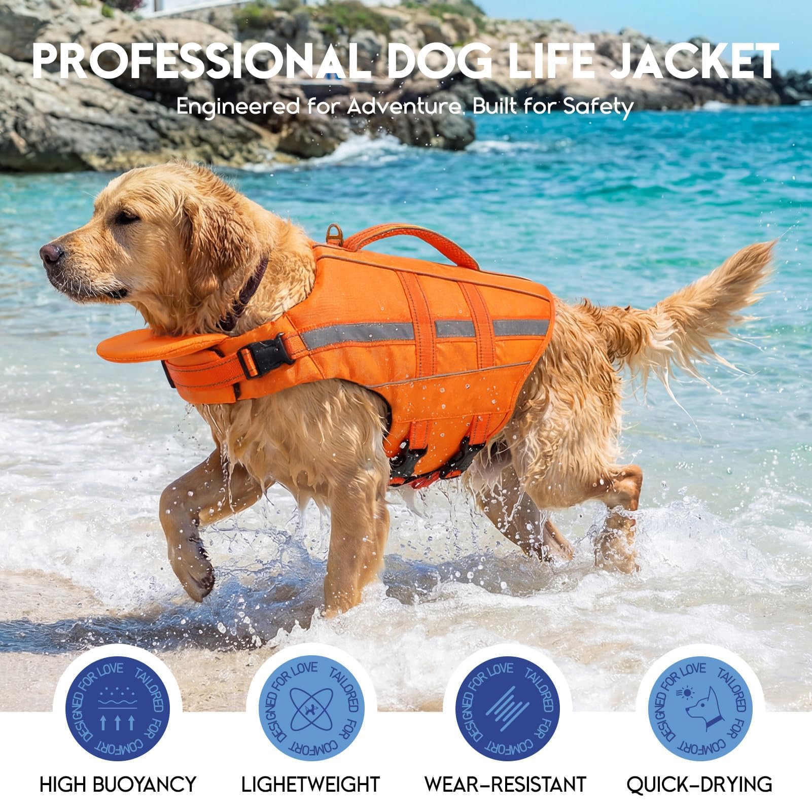 ASENKU Hundeschwimmweste Größe S für kleine Hunde mit Abnehmbarer Nackenstütze, Rettungsgriff, D-Ring und Reflektorstreifen, Schwimmweste für Hund sicheres Baden und Wassersport 5 kg-10 kg Hunde