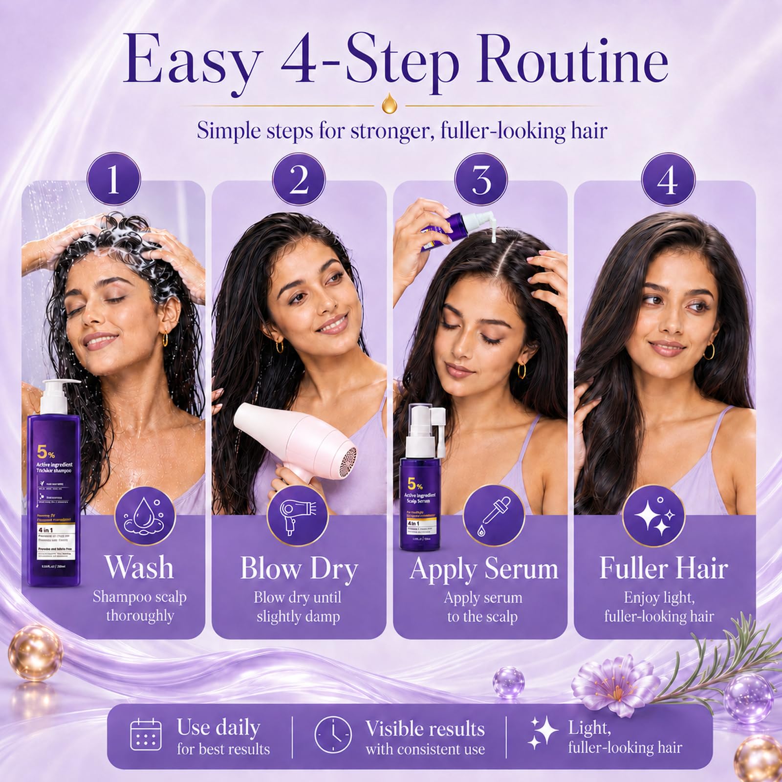 330ml Shampoo And Haarpflege Set, Rosmarin Shampoo, Scalp Hair Serum, NäHrende Und StäRkende Formel, Thickening, Reduces Shedding, FüR Gesundes Haar & Volumen
