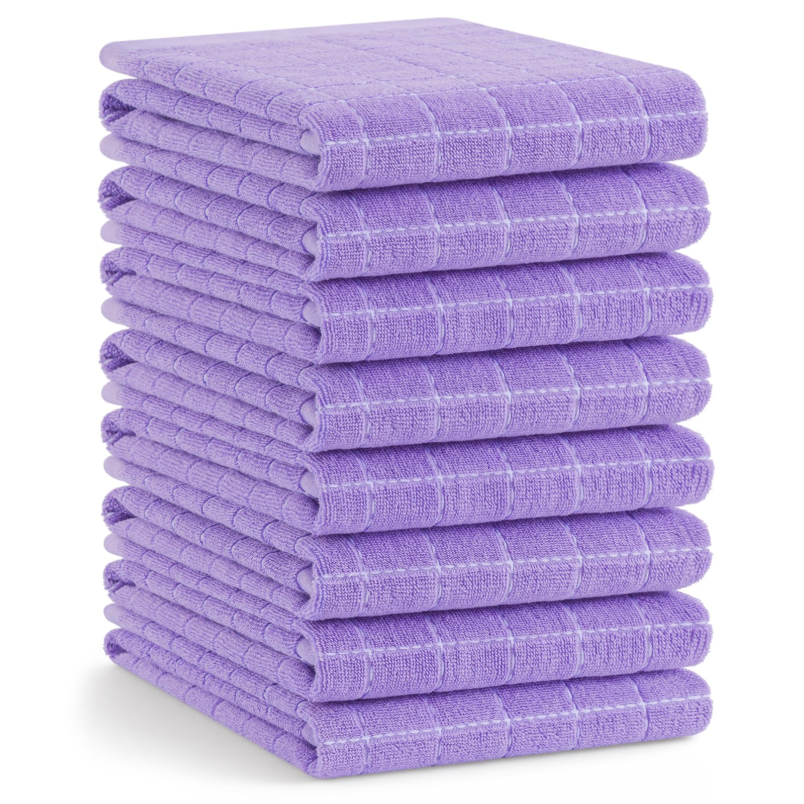 Homaxy 100% Cotton Terry Kitchen Towels, Large 8 Pack, Lavender