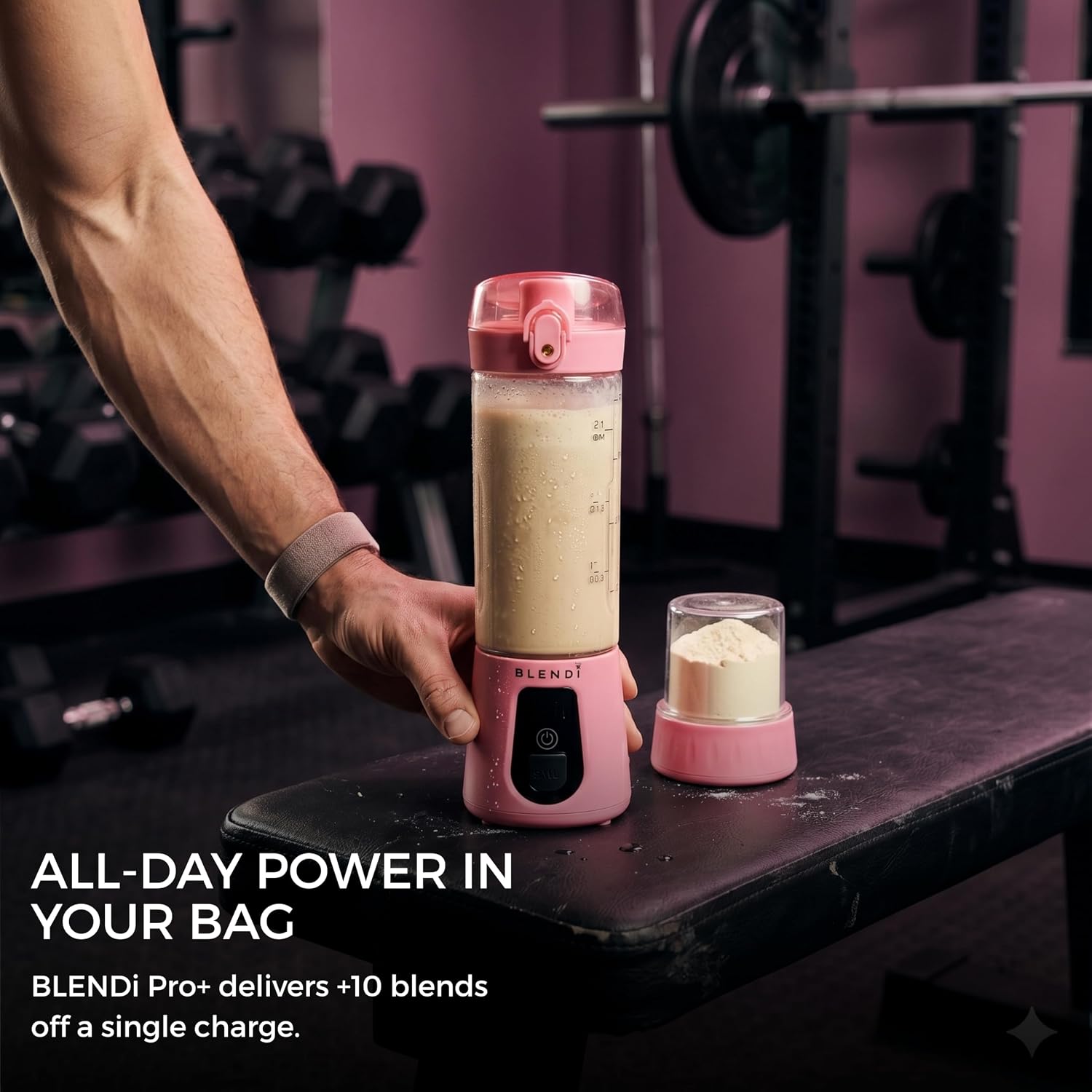 BLENDi Pro+ Portable Blender (17.5oz, Blush) – Upgraded 120W Motor, USB-C Rechargeable, Cordless Personal Blender – BPA-Free, Self-Cleaning, Travel-Friendly New 2025 Model