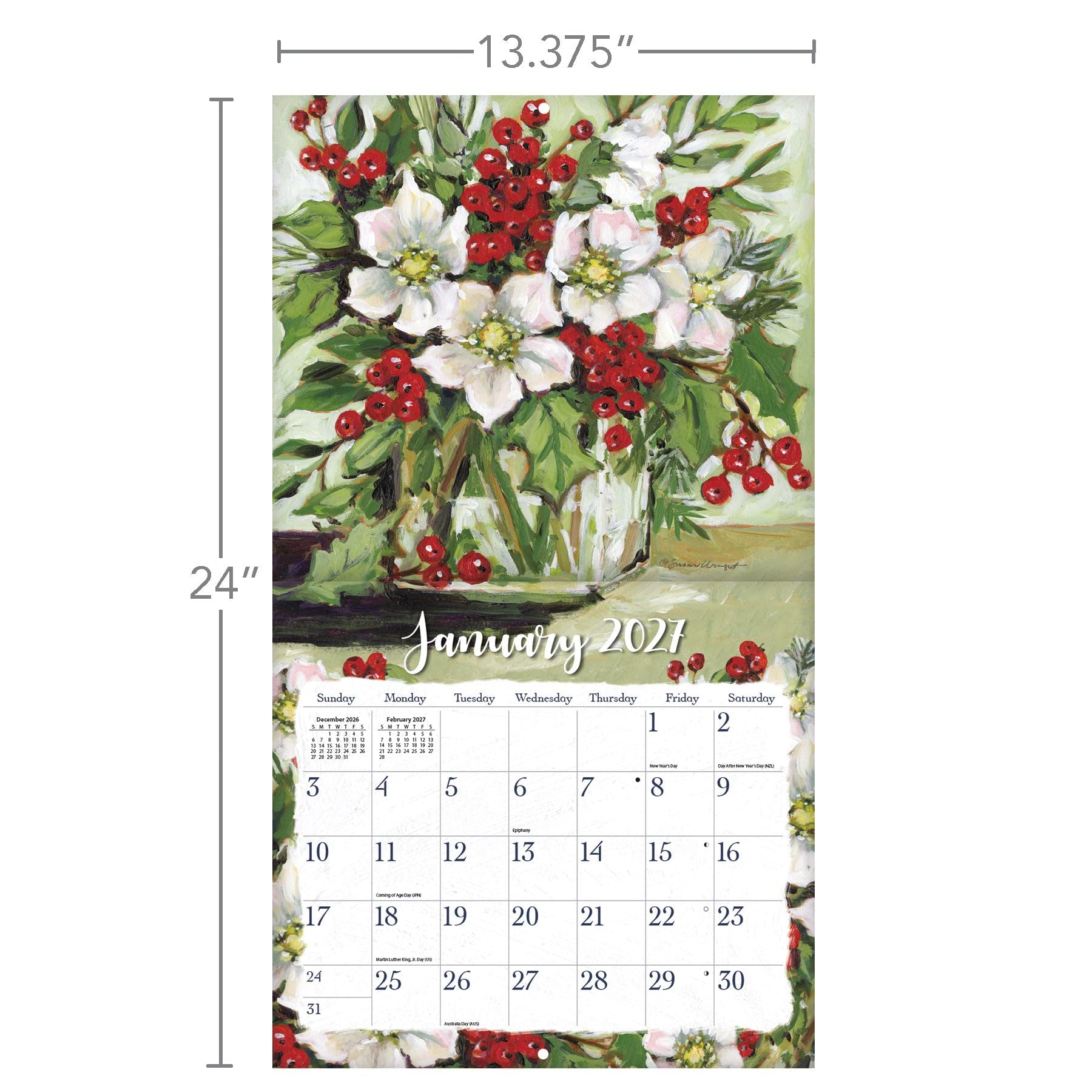 Gallery Florals - Calendario da parete 2027, formato grande