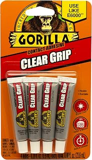 Gorilla Clear Grip Waterproof Contact Adhesive Minis, Four .2 Ounce Tubes, Clear, (Pack of 6)