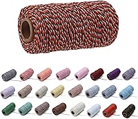 Vista 13 de 1 rollo de cuerda de algodón colorida de 0.079 in de 109 yardas, cuerda para panaderos, manualidades, envoltura de regalos, Navidad, boda, blanco