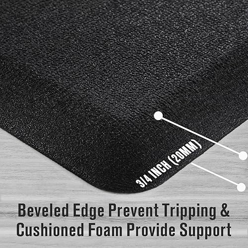 Miniatura 3 de Carvapet Tapete antifatiga acolchado de 34 pulgadas para cocina, cómodo, impermeable, antideslizante, de pie, tapete ergonómico de espuma de PVC