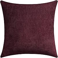 Vista 17 de Juego de 2 fundas de almohada decorativas de pana burdeos suaves y acogedoras, fundas de cojín cuadradas de chenilla para sofá, decoración de sala