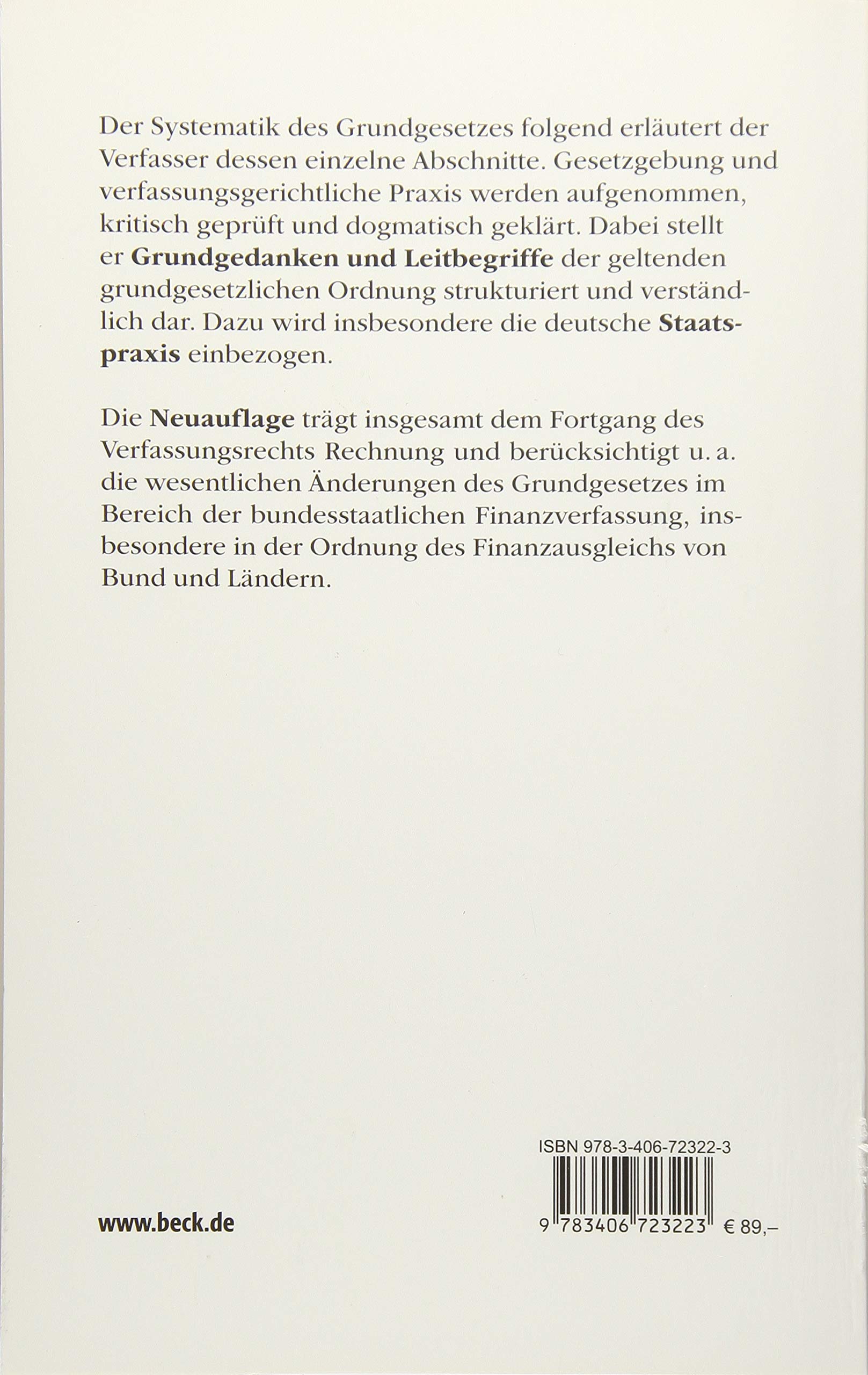 Staatsrecht: Systematische Erläuterung des Grundgesetzes für die Bundesrepublik Deutschland