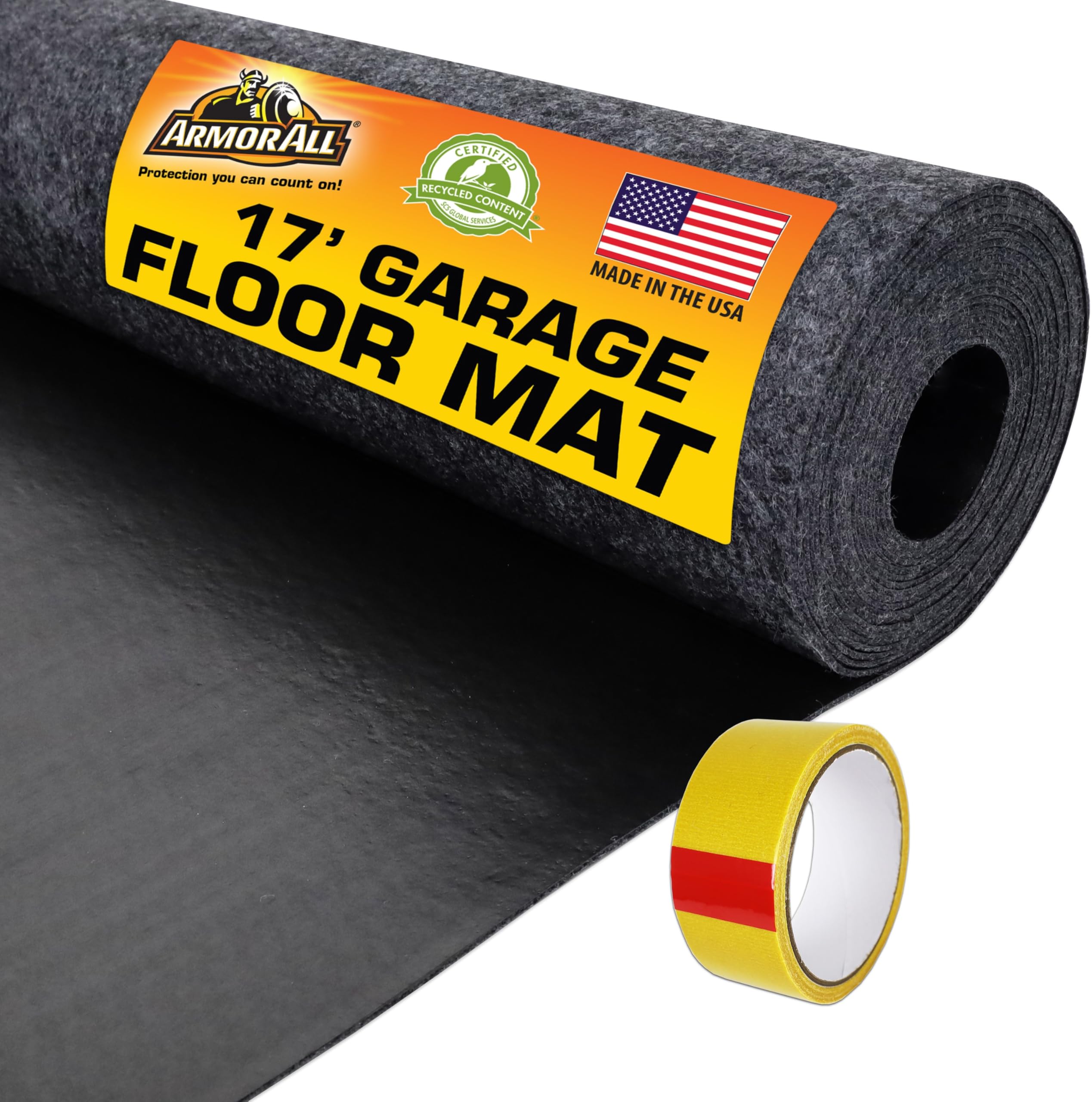 Armor All Garage Floor Mat (17' x 7'4"), Waterproof Garage Flooring, Absorbent, Premium Oil Spill Resistant Garage Pad, Durable, Protects Surfaces (Includes Double Sided Tape) (USA Made)