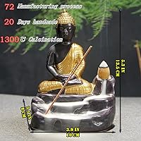 Vista 2 de OTOFY Soporte de incienso de cerámica hecho a mano, quemador de incienso de reflujo, estatuilla, soporte para cono de incienso, decoración