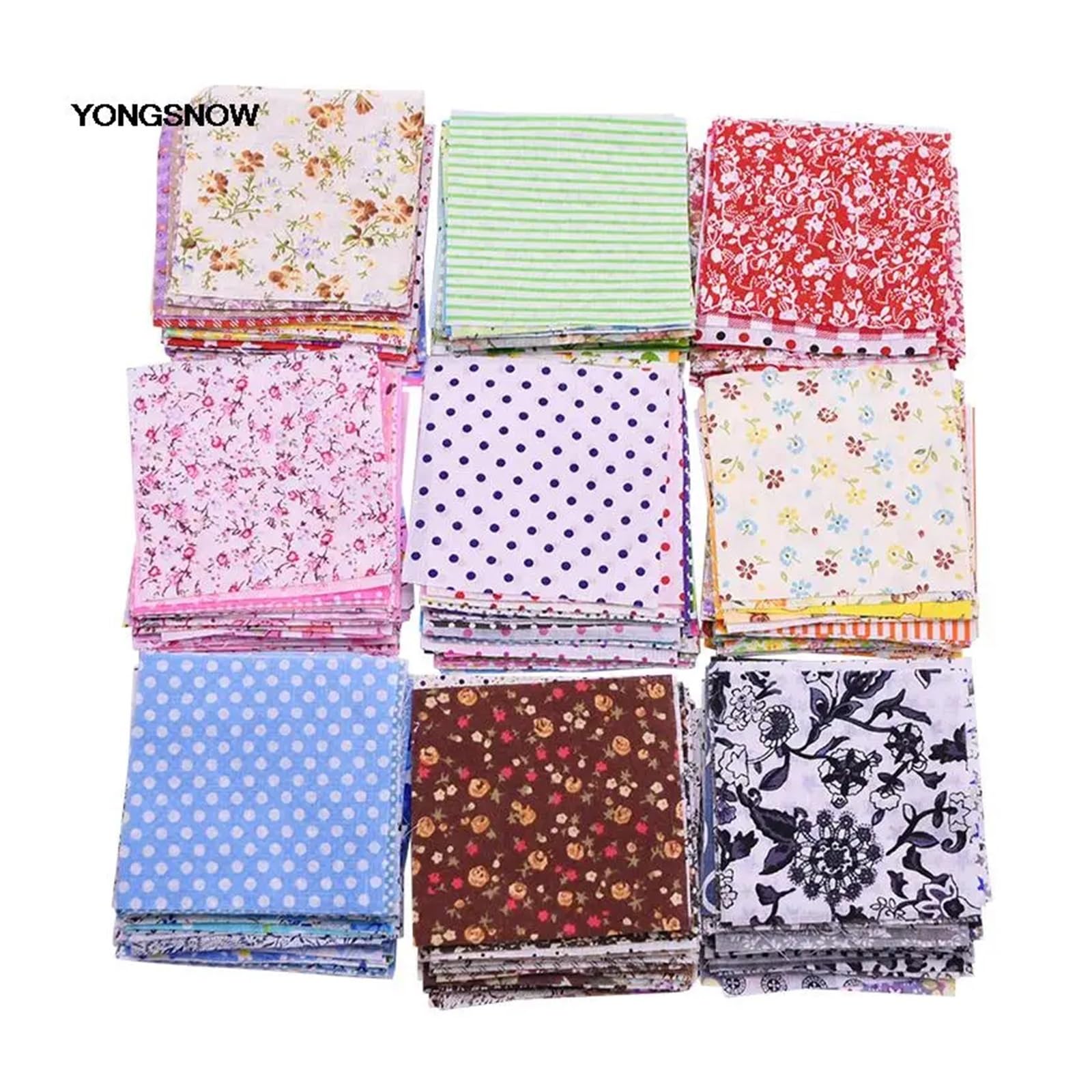 Telas Para Patchwork 50 Uds. De tela de algodón de 10x10cm, diferentes flores estampadas, hecho a mano, acolchado, tela de costura artesanal(B07-50PCS)