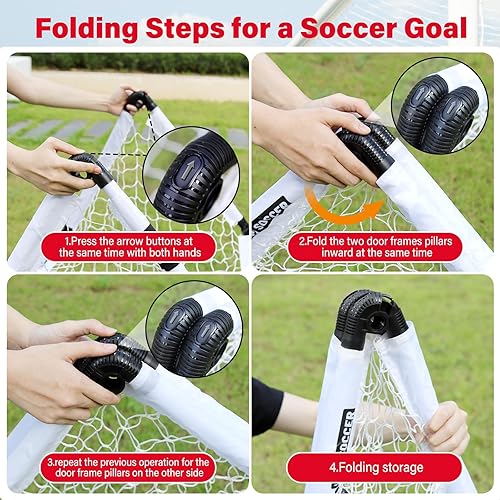 Miniatura 4 de KETIEE Porterías de fútbol para niños para patio trasero juego de porterías de fútbol plegables de 35 x 23 pulgadas, portería de fútbol portátil