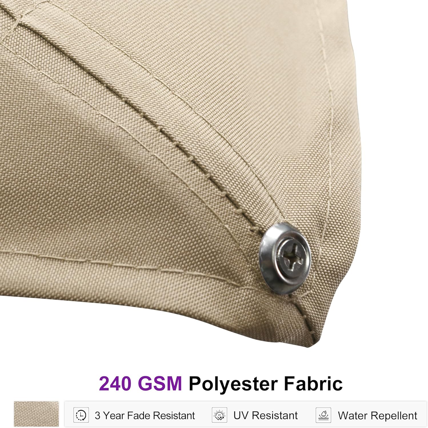 Diagram comparing the weighted base tube of PURPLE LEAF umbrella to others, showing 13.22 lbs vs 3.7 lbs.